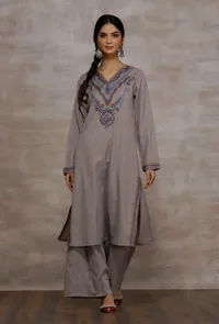 eshin-dusky-grey-woollen-kurta image 1
