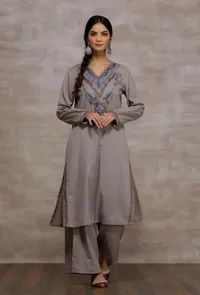 eshin-dusky-grey-woollen-kurta image 2