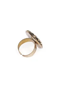 Laq Fashionable Light Weight Circular Gold/Black Color Ring image 5