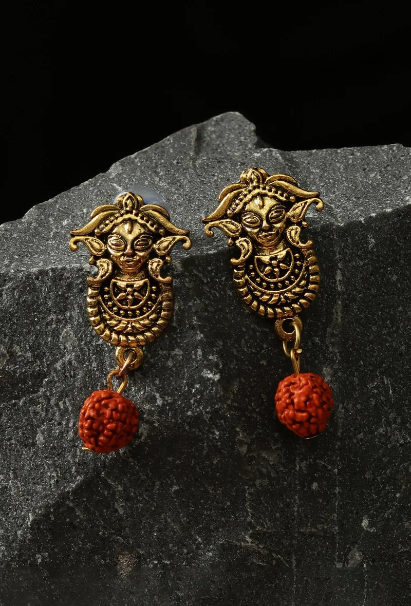 Devi Aura Earrings with Rudraksha Charm