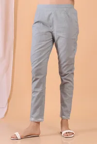 Cadet Blue Grey Cotton Patch Pants image 2