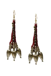 Aradia Maroon Tribal Brass Earrings image 2