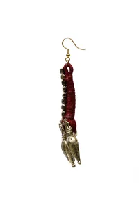 Aradia Maroon Tribal Brass Earrings image 3