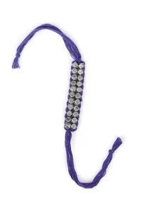 Set Of 2: Iba Purple Thread & Antique Plated Brass Beaded Anklets image 3