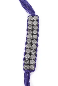 Set Of 2: Iba Purple Thread & Antique Plated Brass Beaded Anklets image 4