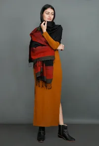Maroon & Black Pure Wool Kullu Stole image 2