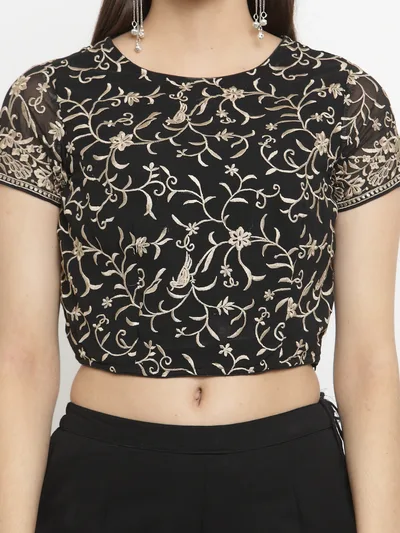 Black Blouse With Parsi Embroidery
