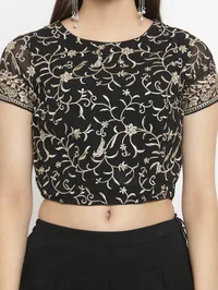 Black Blouse With Parsi Embroidery image 1
