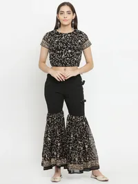 Black Blouse With Parsi Embroidery image 2
