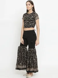 Black Blouse With Parsi Embroidery image 4