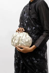 Amaira White Embellished Clutch Bag image 2