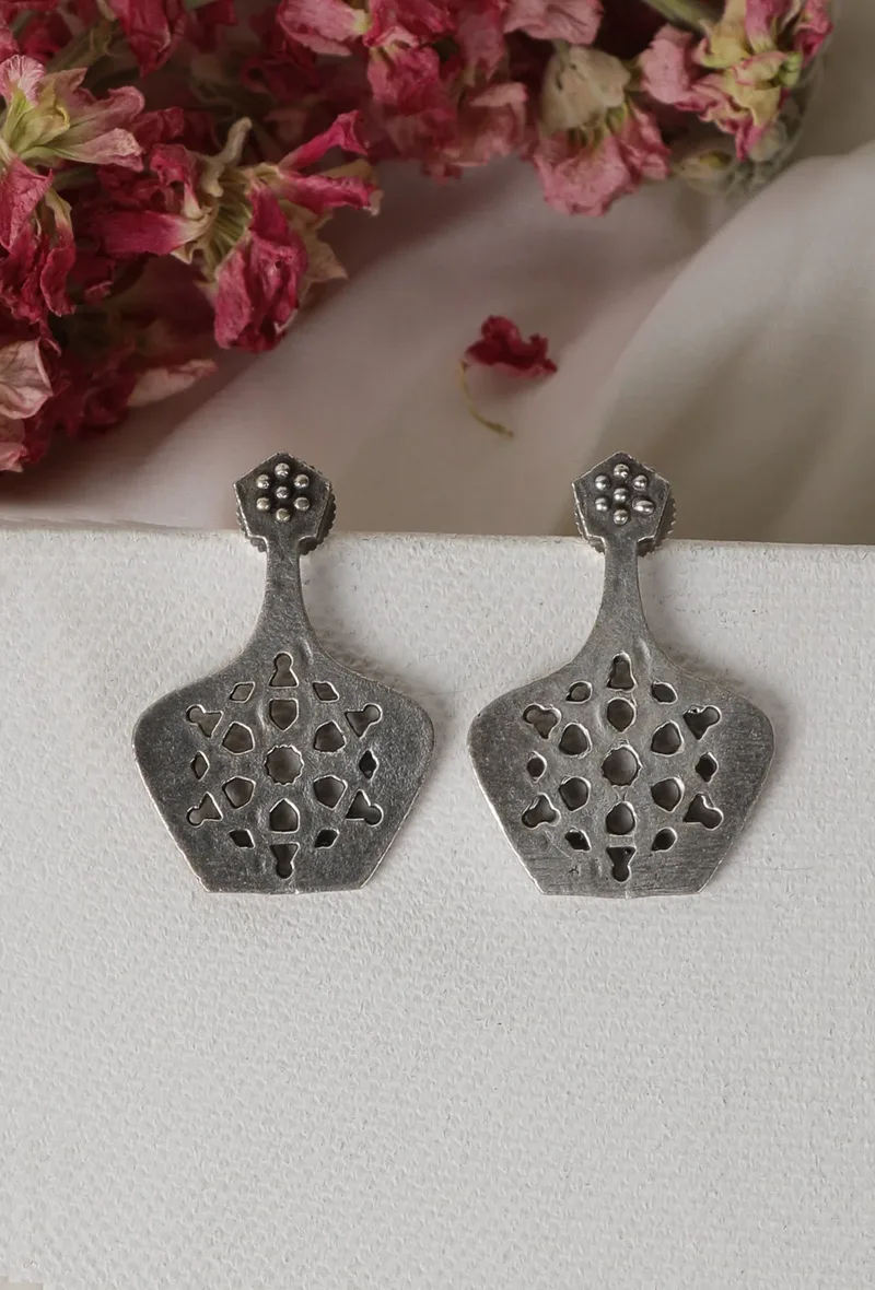 Vintage Pot Oxidized Stud Earrings