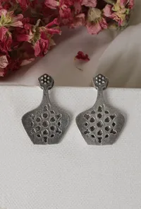 Vintage Pot Oxidized Stud Earrings image 1