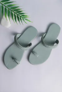 Powdered Blue Knotted Cruelty Free Leather Sandals image 1