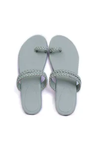 Powdered Blue Knotted Cruelty Free Leather Sandals image 2