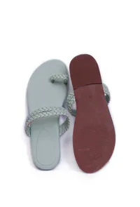 Powdered Blue Knotted Cruelty Free Leather Sandals image 3