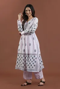 Hand Block Printed Cotton Gathered Kurta image 2