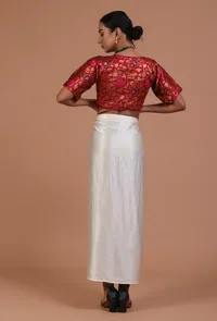 Red Color Raw Silk Embroidered Blouse image 5