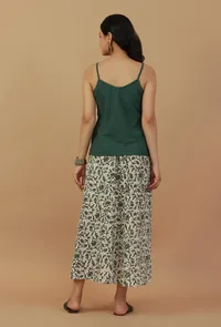 Lush Green Co-ord Set with Floral Printed Tie Up Wrap Skirt image 3