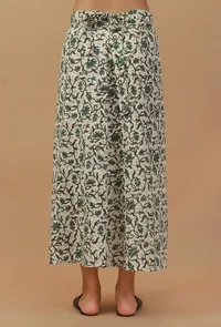 Lush Green Co-ord Set with Floral Printed Tie Up Wrap Skirt image 5