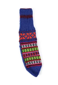 Azure Blue & Multi Hand Knitted Woolen Winter Socks image 3