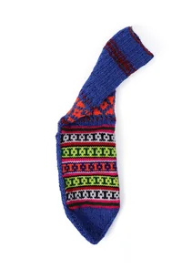 Azure Blue & Multi Hand Knitted Woolen Winter Socks image 4