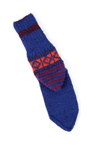 Azure Blue & Multi Hand Knitted Woolen Winter Socks image 5