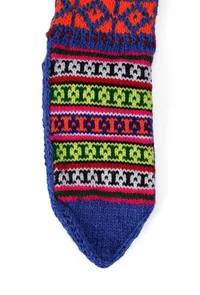 Azure Blue & Multi Hand Knitted Woolen Winter Socks image 6