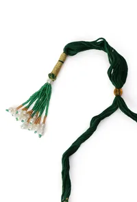 Laxmi Devi And Peacock Combination In Matte Finish With Pair Jhumkas And Beads Hanging image 6