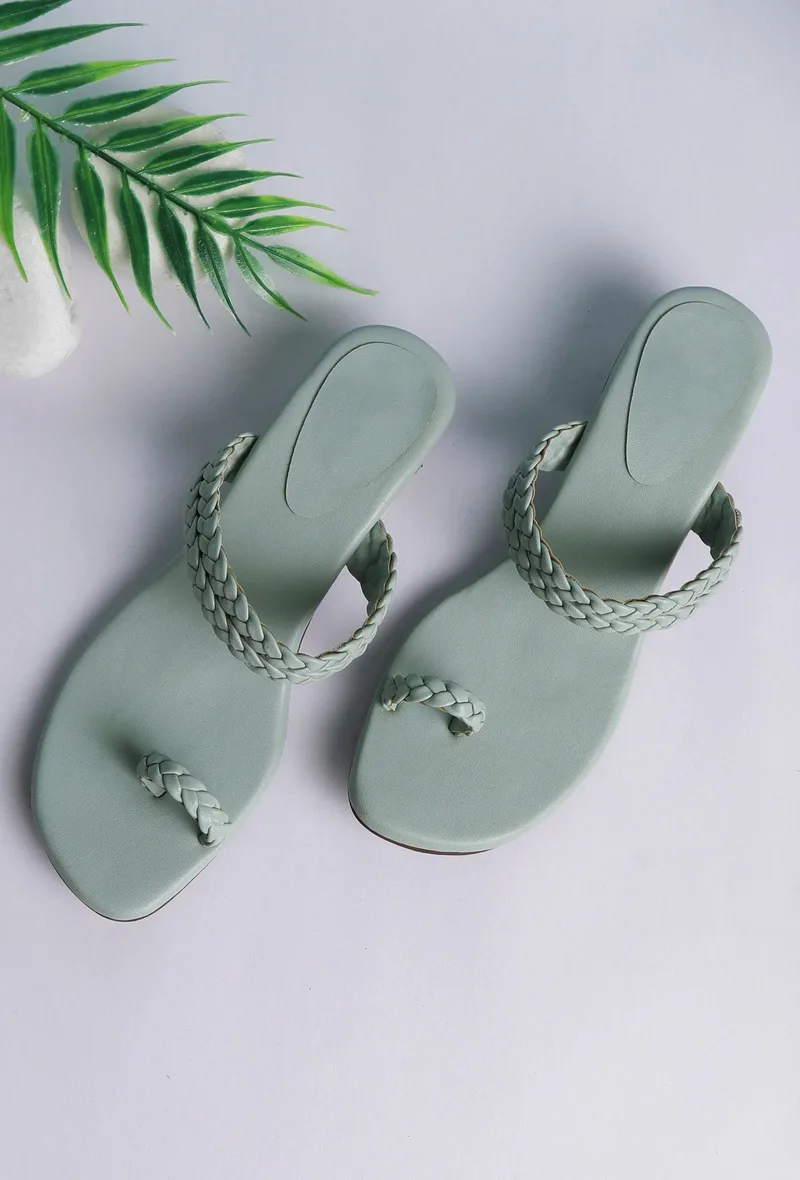 Ice Blue Knotted Cruelty Free Leather Sandals