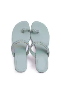 Ice Blue Knotted Cruelty Free Leather Sandals image 2