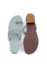 Ice Blue Knotted Cruelty Free Leather Sandals image 3