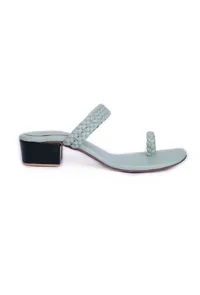Ice Blue Knotted Cruelty Free Leather Sandals image 5