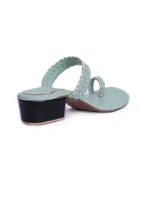 Ice Blue Knotted Cruelty Free Leather Sandals image 6
