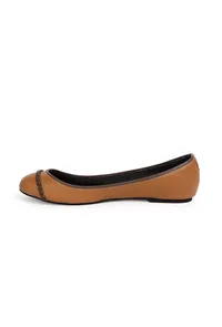 Tan Brown Cruelty Free Leather Flat Ballerinas image 5