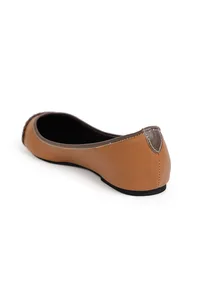 Tan Brown Cruelty Free Leather Flat Ballerinas image 6