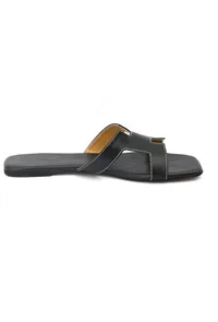 Boho Black Cruelty Free Leather Sliders image 6