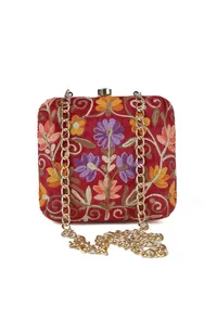 Red velvety box clutch image 1