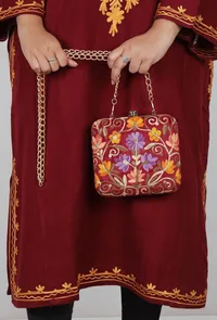 Red velvety box clutch image 2