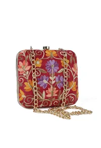 Red velvety box clutch image 4