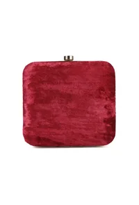 Red velvety box clutch image 5