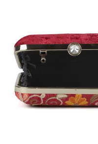 Red velvety box clutch image 6