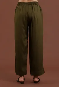Solid Olive Shantoon Straight Fit Ethnic Pant image 4