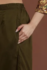 Solid Olive Shantoon Straight Fit Ethnic Pant image 5