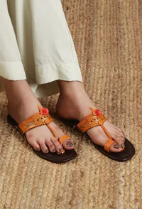 Genuine Cruelty-Free Leather Kolhapuri Toe-Hold Sandals image 1