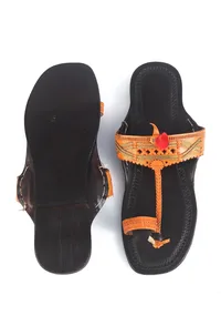 Genuine Cruelty-Free Leather Kolhapuri Toe-Hold Sandals image 6