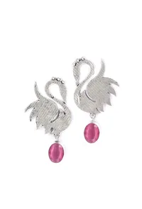 Swan Pink Brass Earrings image 2