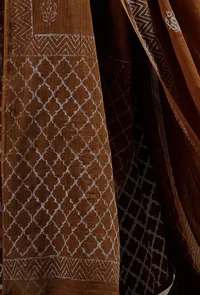Brown Block Printed Dupatta image 2
