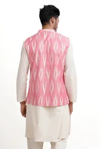 Rose Pink Ikat Nehru Jacket image 5
