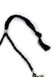 Afghani Silver Plated Multi Meenakari Ghungroo Tassel Necklace Set image 5